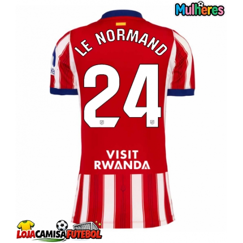 Camisa de Futebol Atletico Madrid Robin Le Normand #24 Equipamento Principal Mulheres 2026-27 Manga Curta